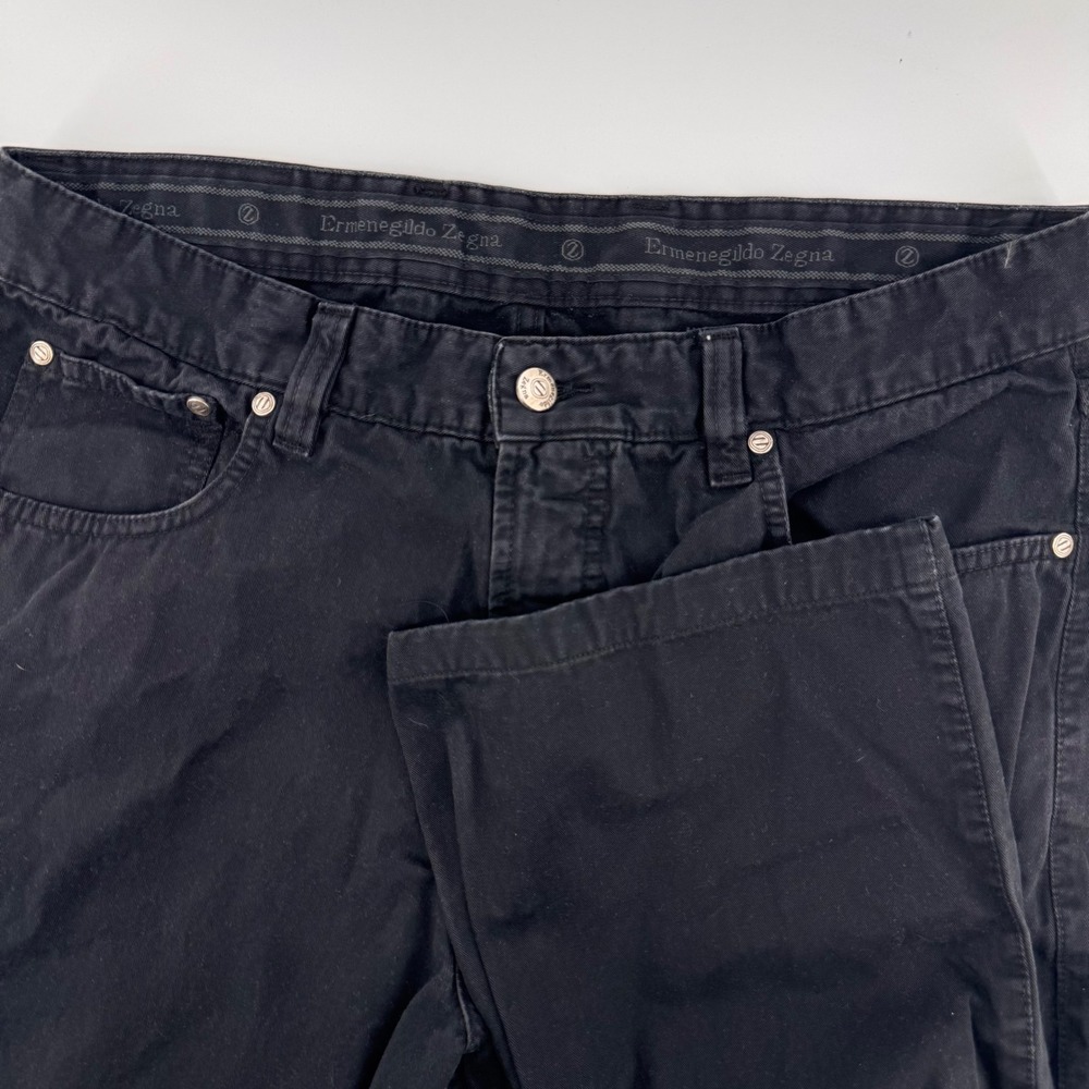 Ermenegildo Zegna Pants Mens 36 Black Cotton Straight Leg Made in Italy Luxury
